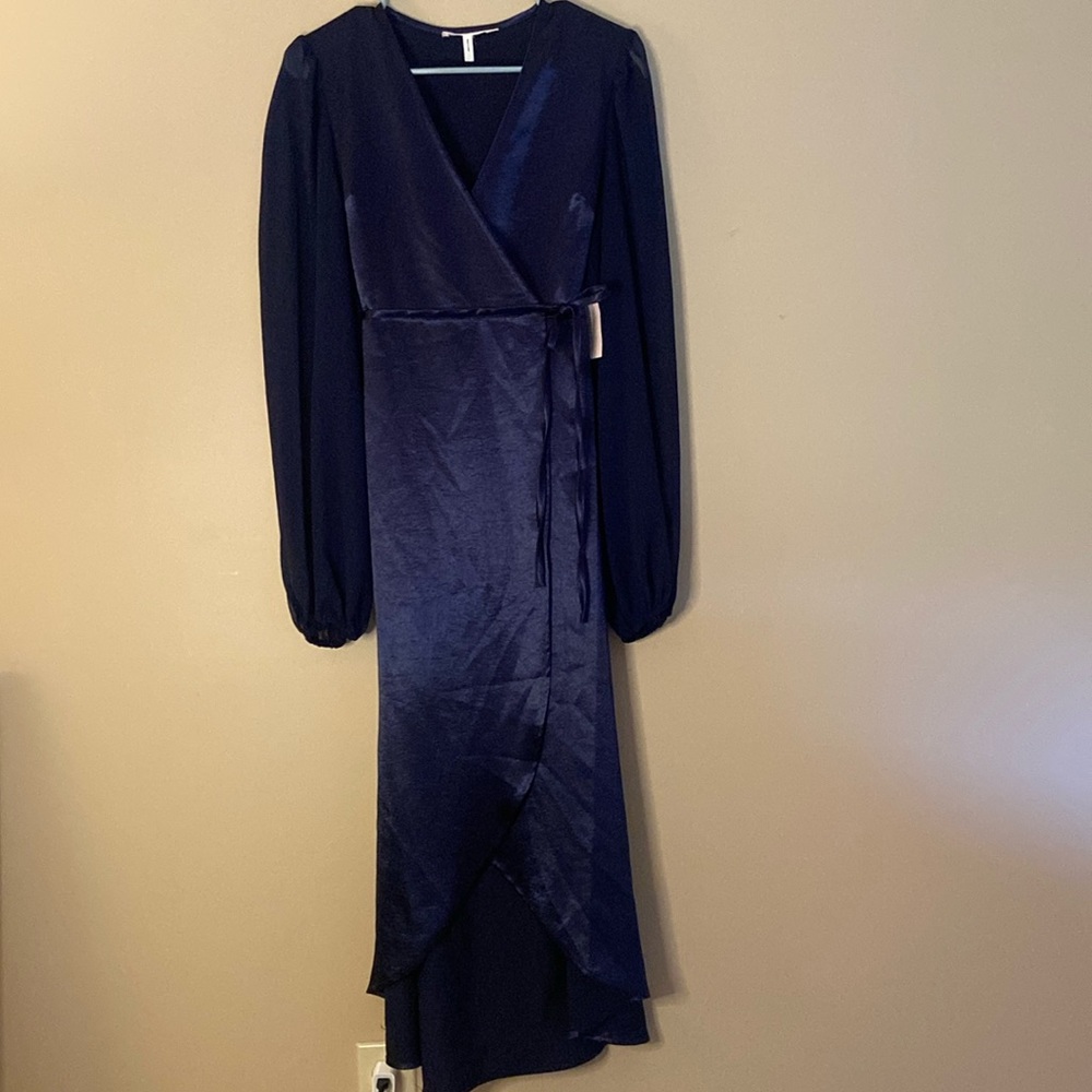 Ladies Navy V-neck wrap Dress